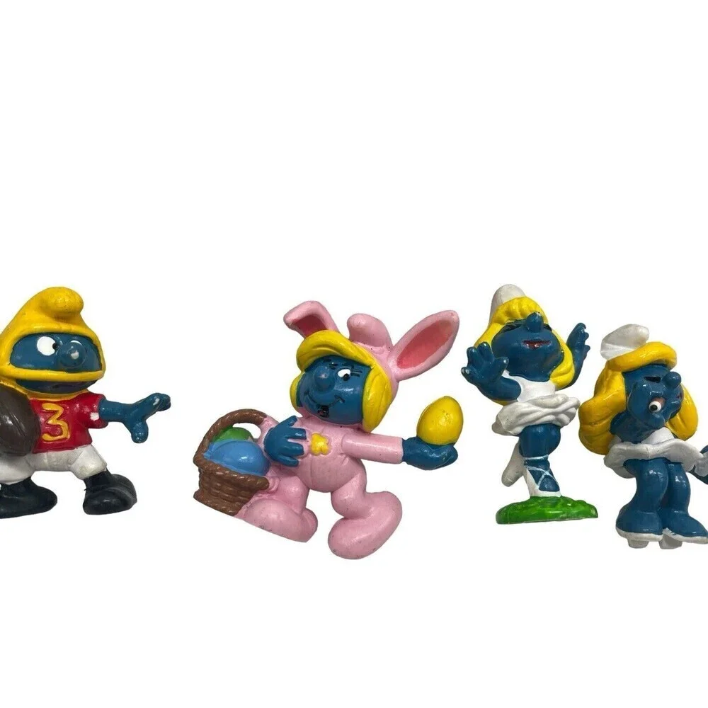 1980’s /1970’s Lot Of 5 Vintage Peyo Smurf Schleich Figures Hong Kong RARE